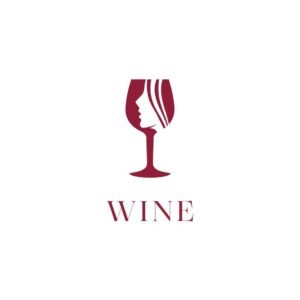 wine glass beauty face woman bar logo design inspiration vector